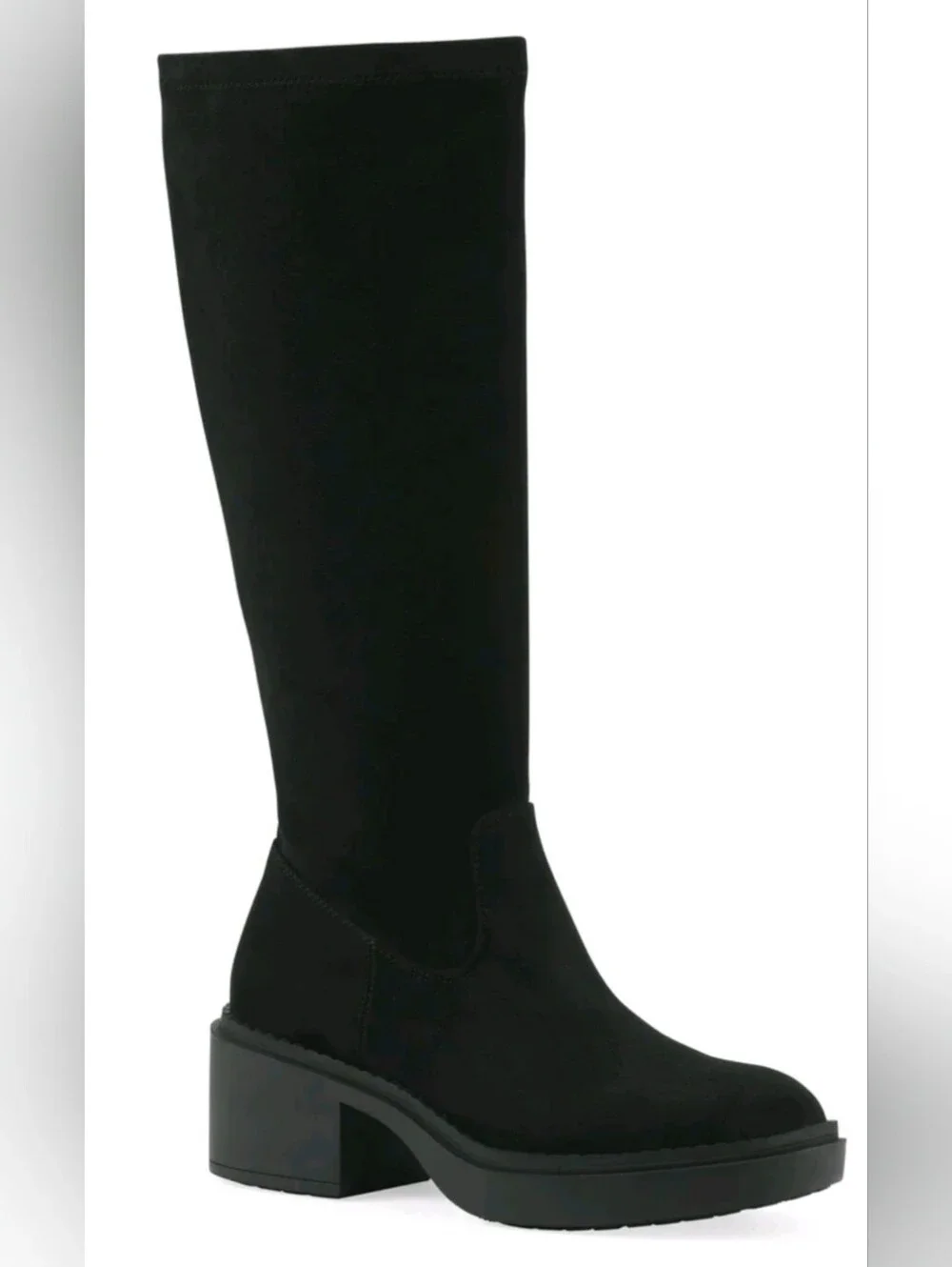 Women's Tall Black Suede Block Heel Boot | Size 7